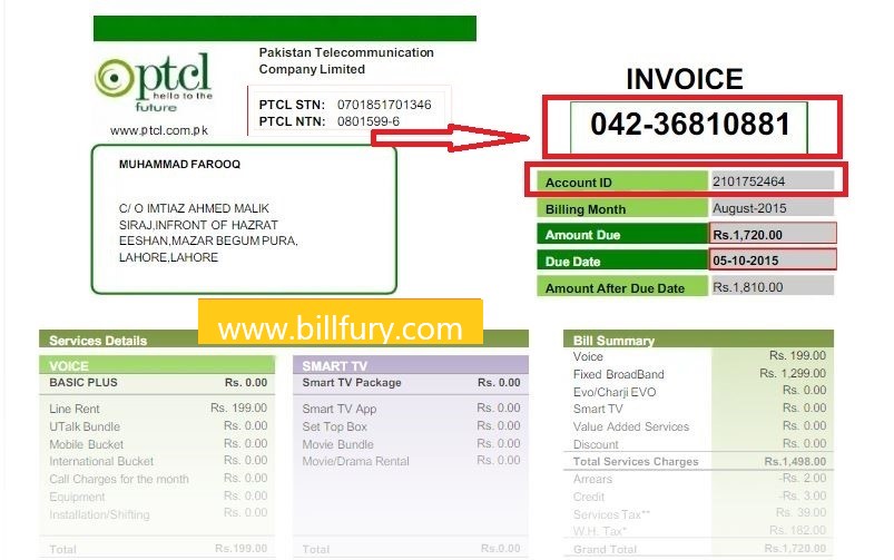 PTCL Duplicate Bill Online